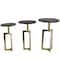 Gold Aluminum Geometric Accent Table with Black Marble Tabletop Set